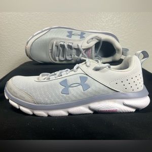 Under Armour Charged Assert Shoes - Light Grey & Purple - Women’s Size 8